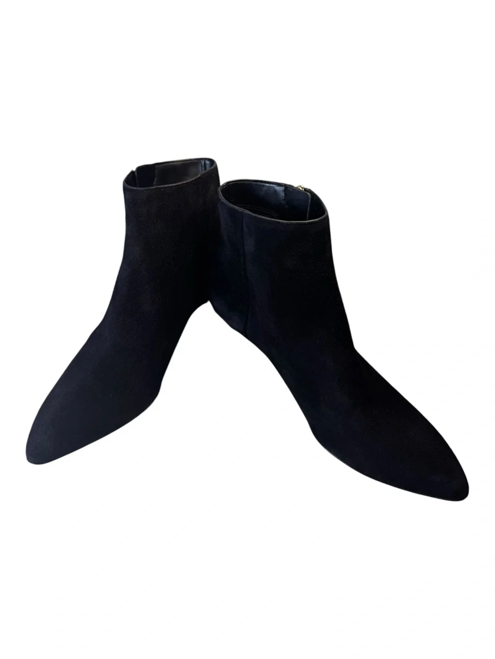 NWOT Kate Spade Alessia Black Suede Ankle Booties Pointed Toe Block Heel SZ:8B